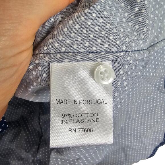 J Peterman Top Polka Dot Blouse Button Up Blouse Long Sleeve Blouse Blue 18 - Picture 7 of 8